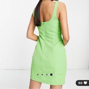ASOS DESIGN structured scoop mini dress with split detail in green
